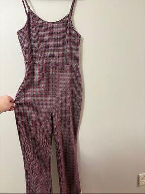 Plaid Wild Fable Spaghetti-Strap Jumpsuit in Burgundy and Black